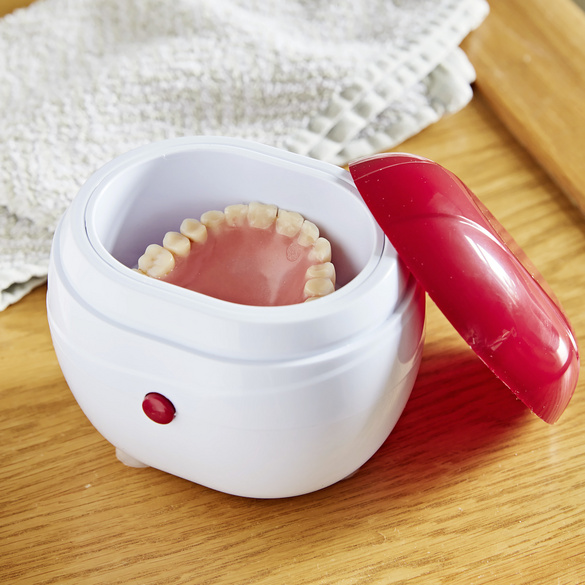 Nettoyeur de dentiers – coloris rouge et blanc