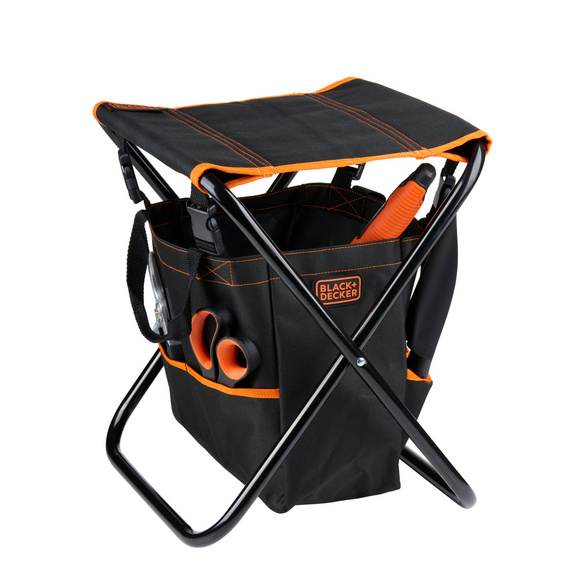 Tabouret de jardin avec trousse à outils Black+Decker