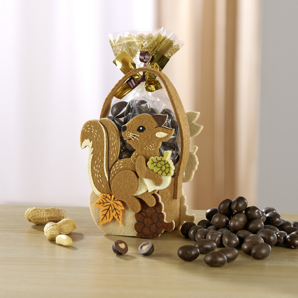 Pochette écureuil avec cacahuètes au chocolat