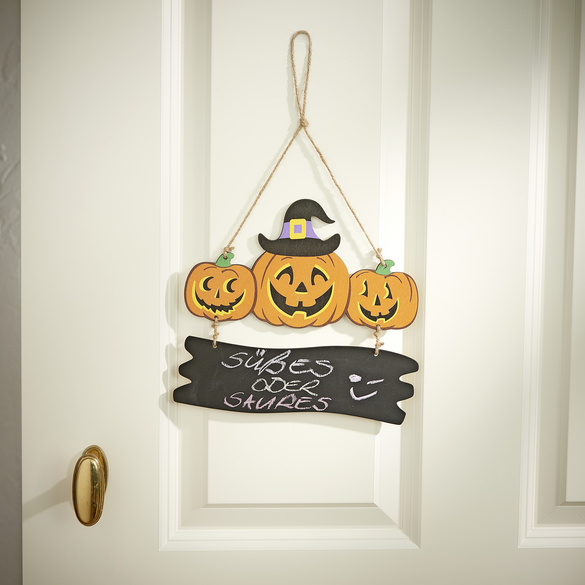 Plaque de porte « Halloween » avec craie
