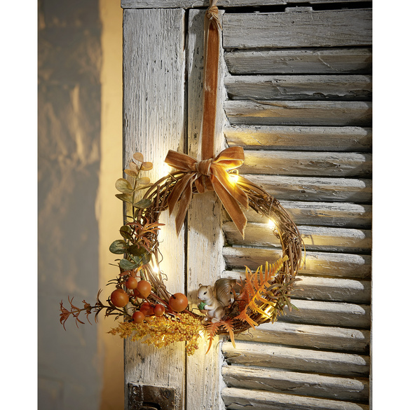 Couronne d'automne avec éclairage LED
