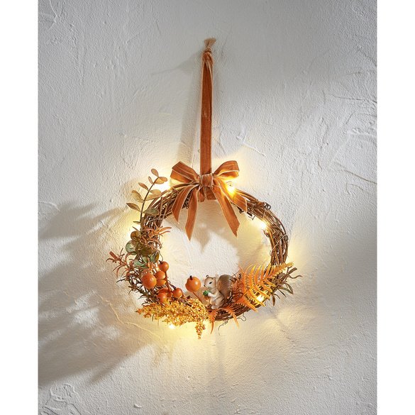 Couronne d'automne avec éclairage LED