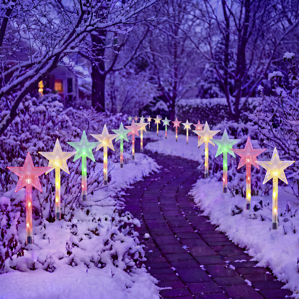 Piquets de jardin à LED « Étoile » aux couleurs changeantes, lot de 8