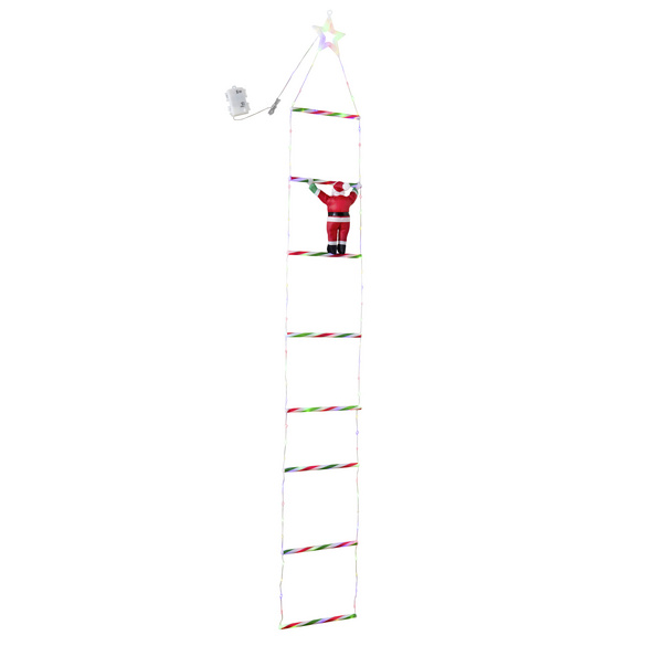 Père Noël sur une échelle lumineuse