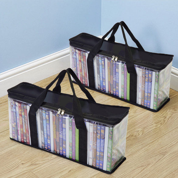 Lot de 2 pochettes de rangement pour DVD