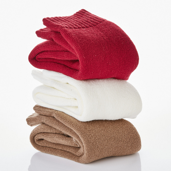 Lot de 3 paires de chaussettes bordeaux-taupe-crème