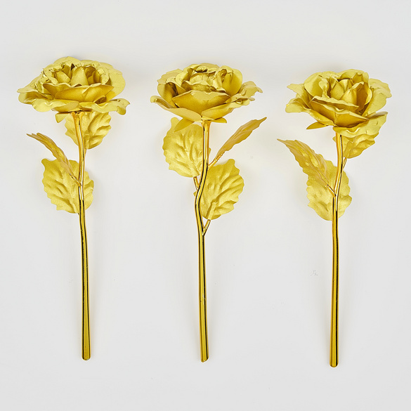 Lot de 3 roses dorées