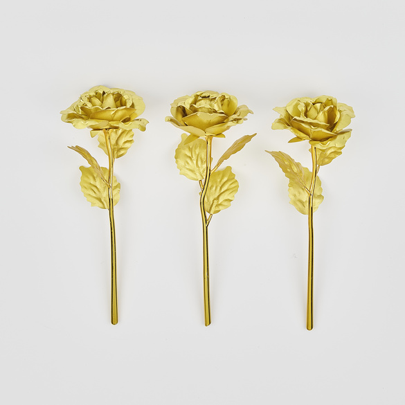 Lot de 3 roses dorées