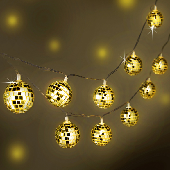 Guirlande lumineuse LED « boule disco » 10 pièces