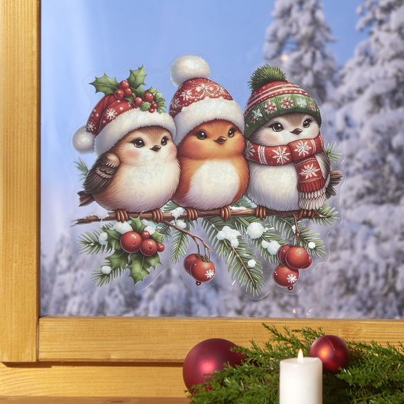 Décoration de fenêtre « Petits oiseaux d’hiver »