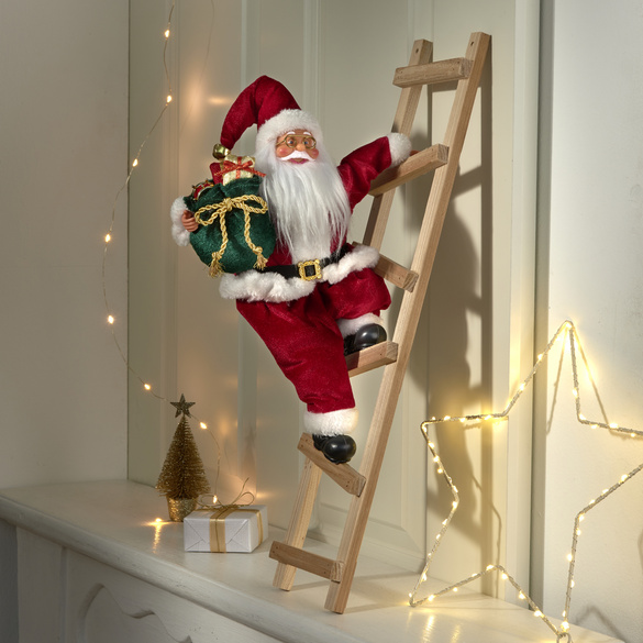 Le Père Noël sur une échelle