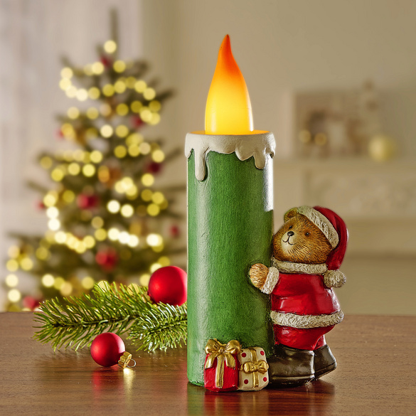 Bougie LED avec ours de Noël