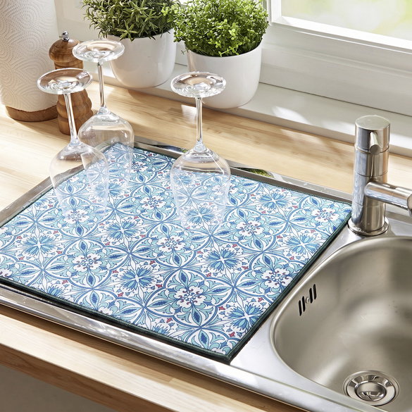 Tapis égouttoir bleu