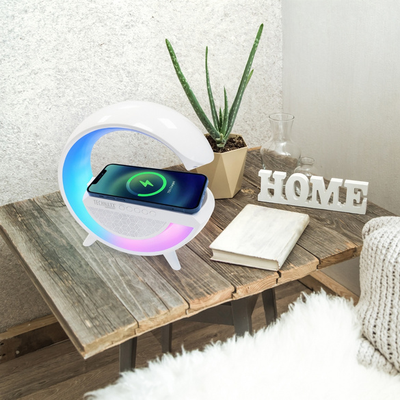 Veilleuse LED Haut-parleur avec fonction de charge sans fil Technaxx