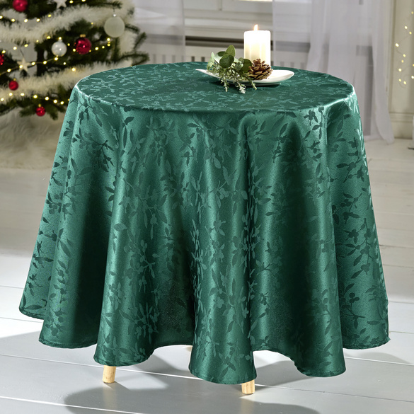 Nappe jacquard vert foncé Ø 140cm Eldo