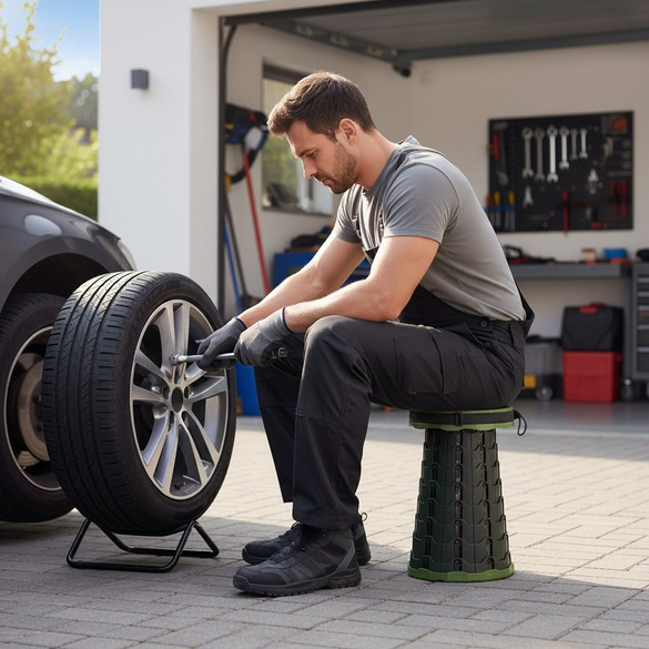 Chaise télescopique verte pliable avec poignée