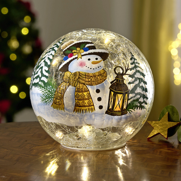 Boule en verre LED « Bonhomme de neige » Eldo