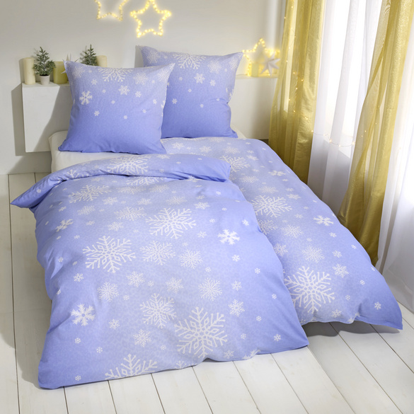 Parure de lit Biber « Cristaux de glace » bleu clair, 2 pièces, Eldo