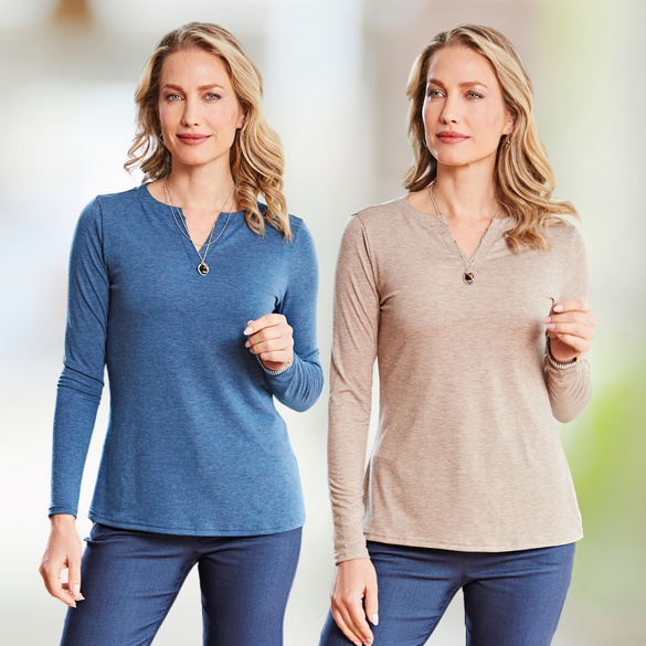 Lot de 2 t-shirts "Cilly" - bleu et taupe