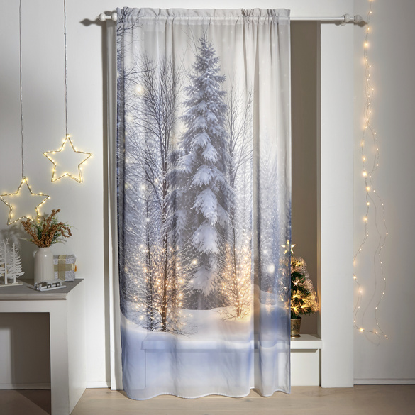 Voilage « Sapin illuminé sous la neige » 140x230cm Eldo