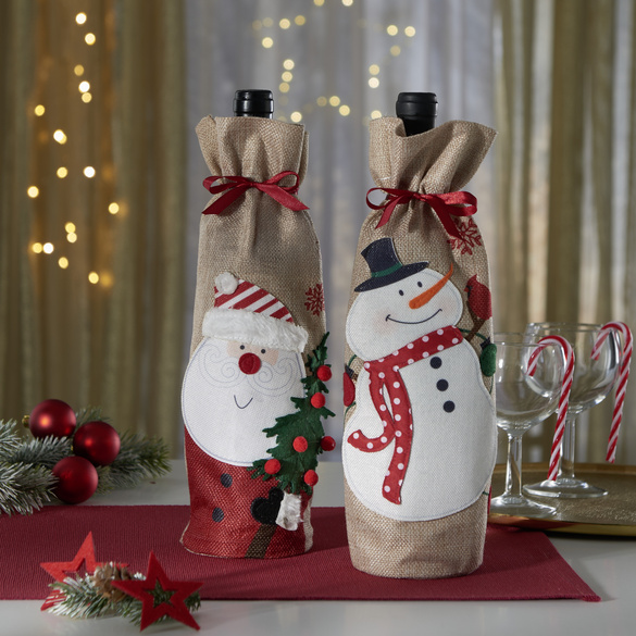 Emballage pour bouteille « Bonhomme de neige »