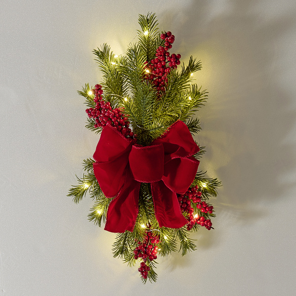 Composition florale de Noël à LED « Nœud » Eldo
