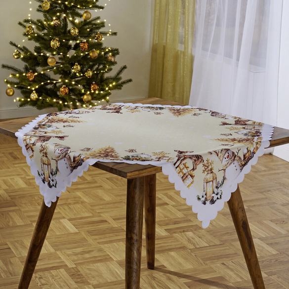 Nappe « Bonhomme de neige doré » 85 x 85 cm Eldo