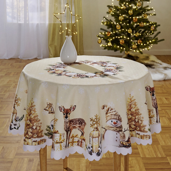 Nappe « Bonhomme de neige doré » Ø 140 cm Eldo