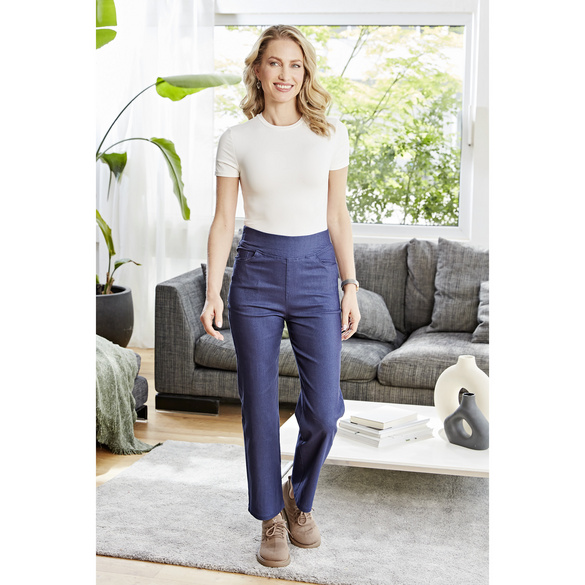 Jean taille haute « Coco » bleu