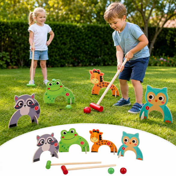 Jeu de croquet avec animaux 8 pièces