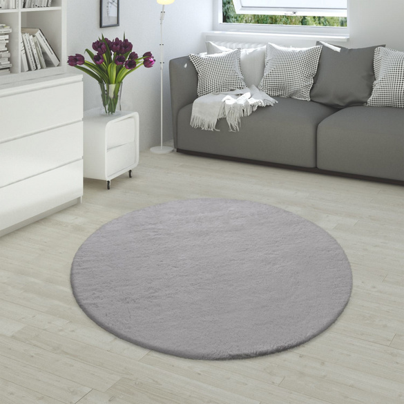 Tapis à poils longs RABBIT 780 Gris Rond Paco Home