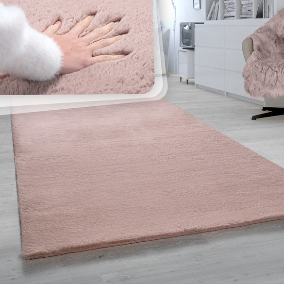 Tapis à poils longs RABBIT 780 Rose Rectangulaire Paco Home
