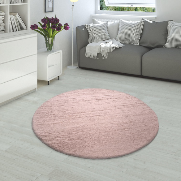 Tapis à poils longs RABBIT 780 Rose Rond Paco Home