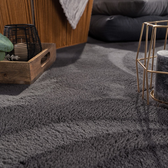 Tapis à poils courts CADIZ 630 Anthracite Rond Paco Home