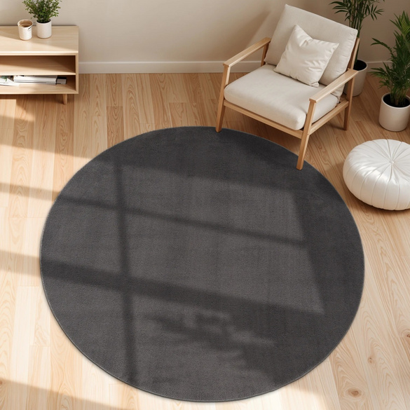 Tapis à poils courts CADIZ 630 Anthracite Rond Paco Home