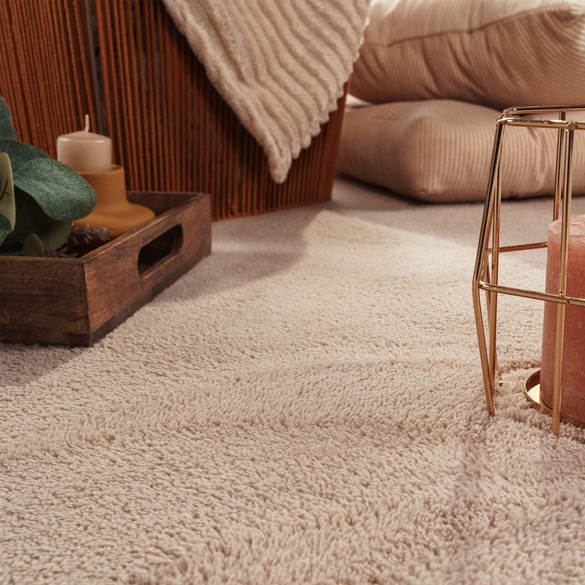 Tapis ras du sol CADIZ 630 Beige Rond Paco Home