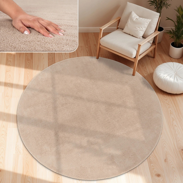 Tapis ras du sol CADIZ 630 Beige Rond Paco Home