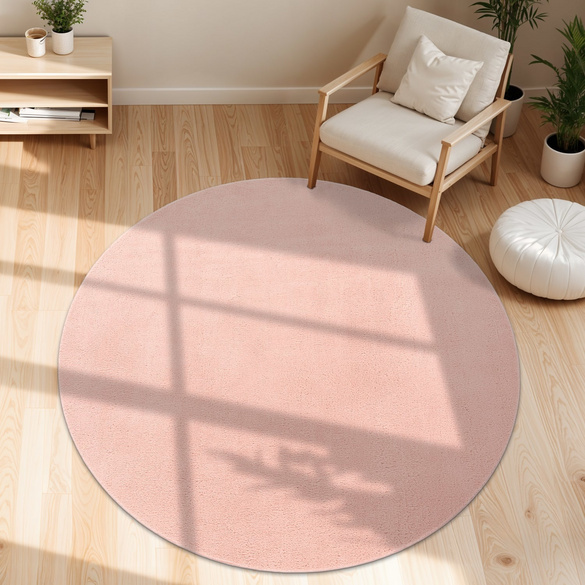 Tapis ras du sol CADIZ 630 Rose Rond Paco Home