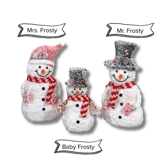Bonhommes de neige LED « La famille Frosty » (père + mère + enfant)