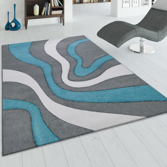 Tapis DIAMOND 760 Turquoise Rectangulaire Paco Home