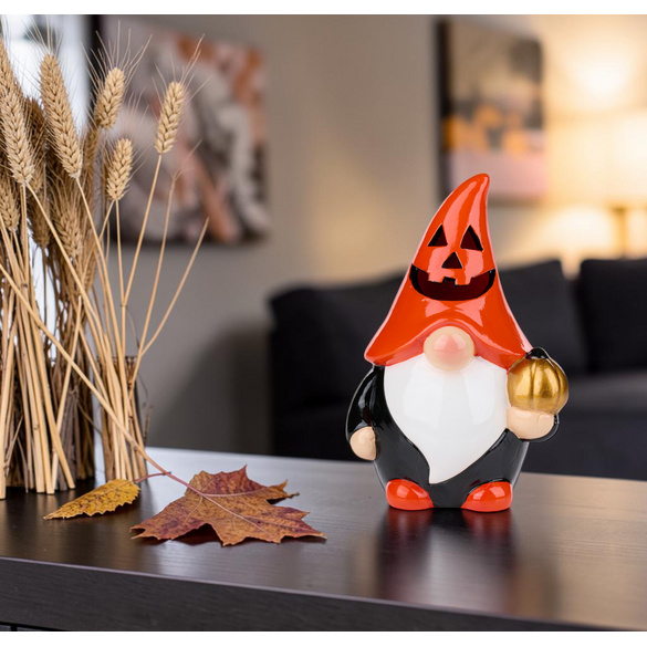 Nain d'Halloween à LED avec un chapeau en forme de citrouille