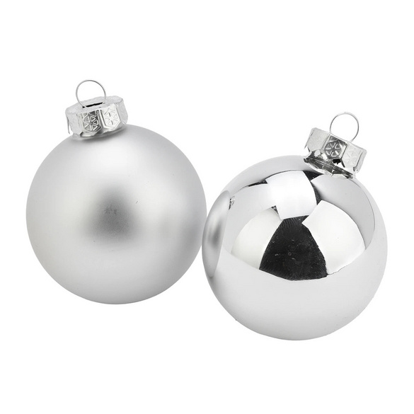Boules de Noël en verre argentées, lot de 24