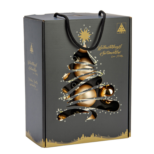 Boules de Noël en verre dorées, lot de 24