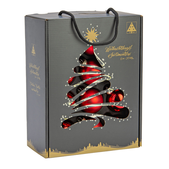 Boules de Noël en verre rouges, lot de 24