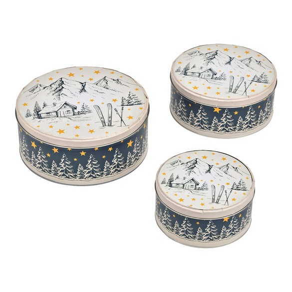 Boîtes à biscuits « Paysage d'hiver », lot de 3 environ