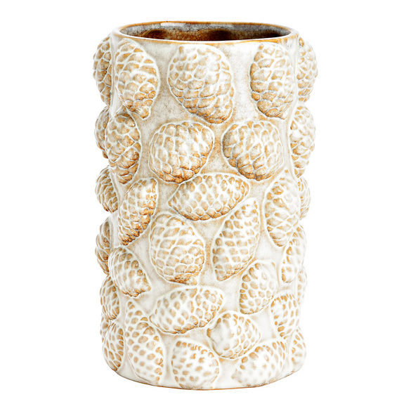Vase en porcelaine orné de pommes de pin, hauteur : 13 cm