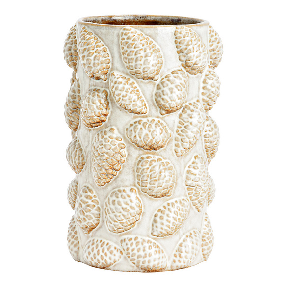 Vase en porcelaine orné de pommes de pin, hauteur : 16 cm