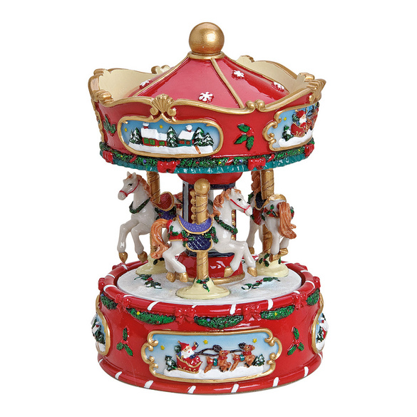Boîte à musique de Noël en forme de manège