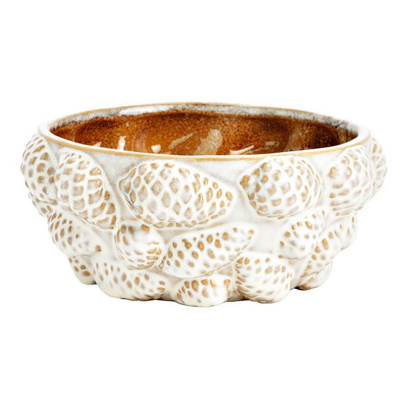 Coupe décorative en porcelaine ornée de pommes de pin
