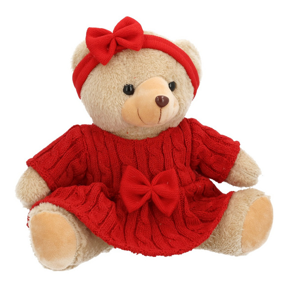 Ours en peluche de Noël avec une robe et un nœud
